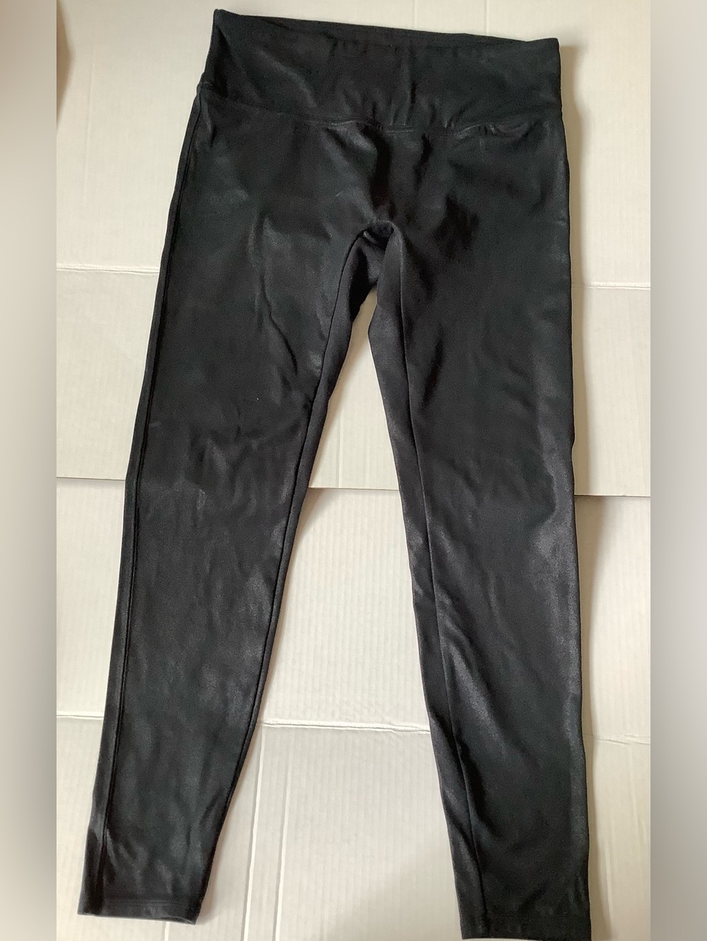 CRZ YOGA Black Matte Faux Leather Leggings High Waisted Size S/M